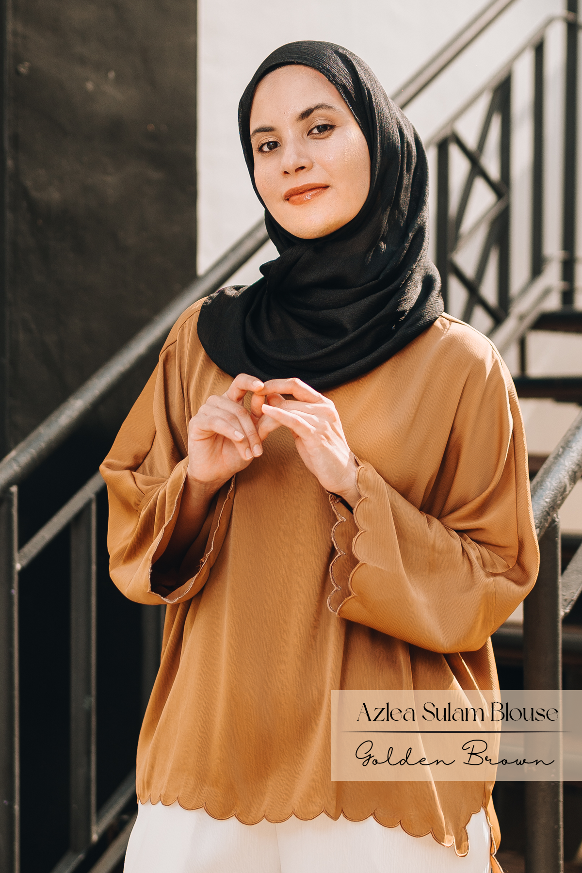 Azlea Sulam Blouse: Golden Brown