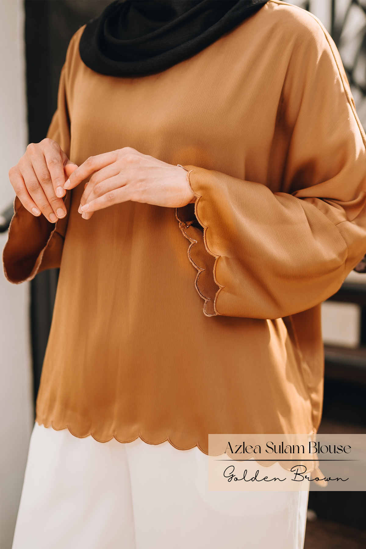 Azlea Sulam Blouse: Golden Brown