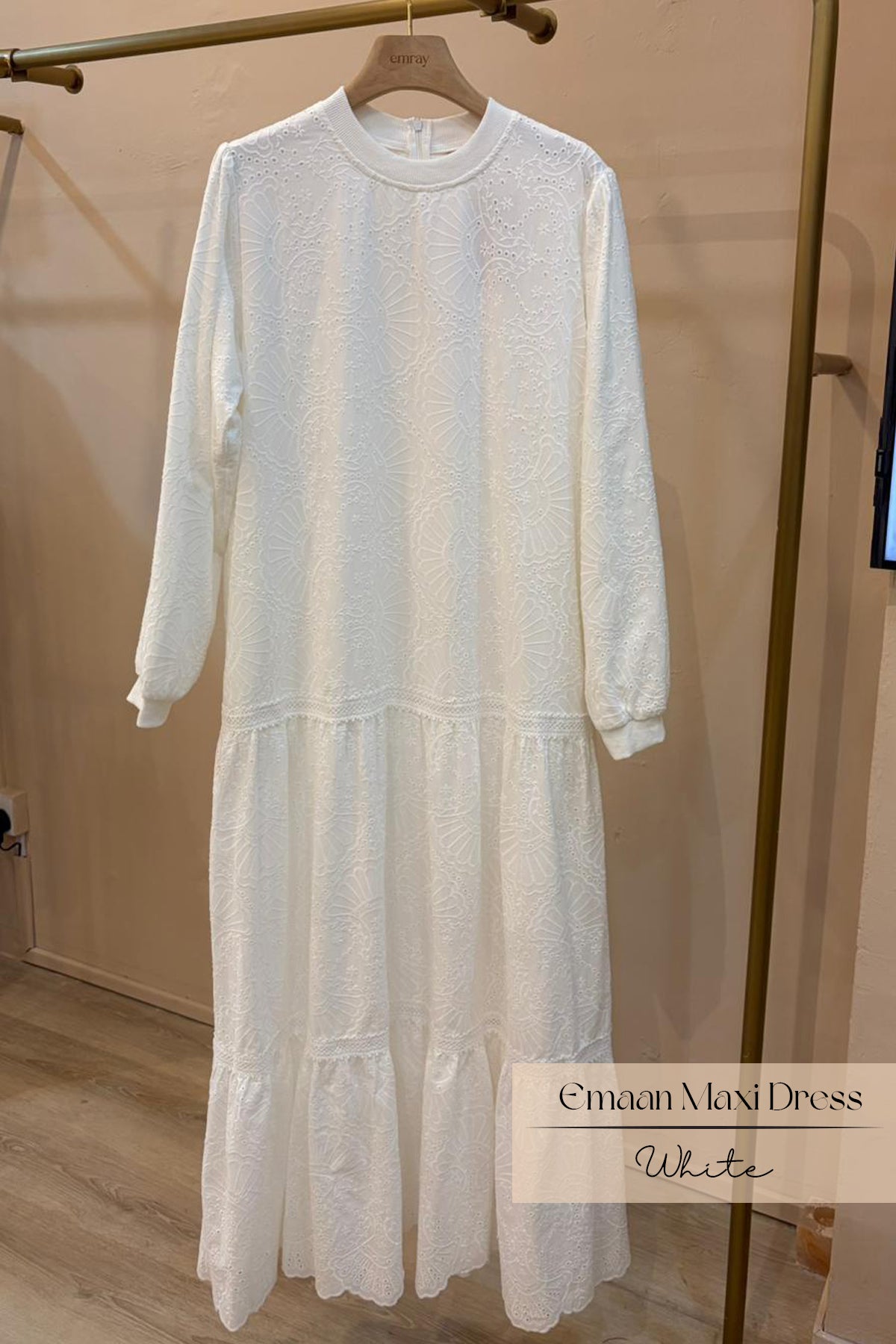Emaan Embroidery Dress: White