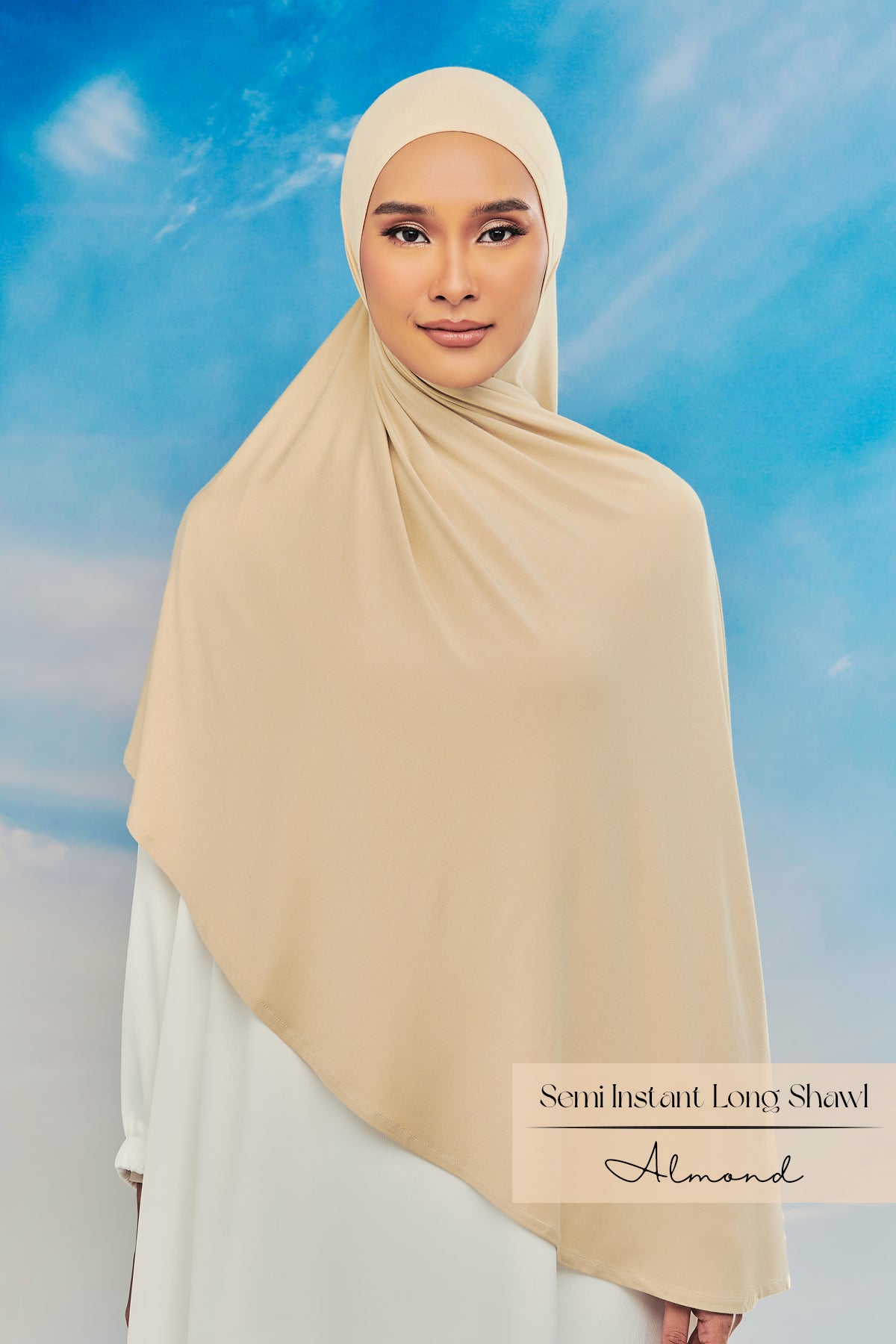 Bamboo Semi Instant Long Shawl: Almond