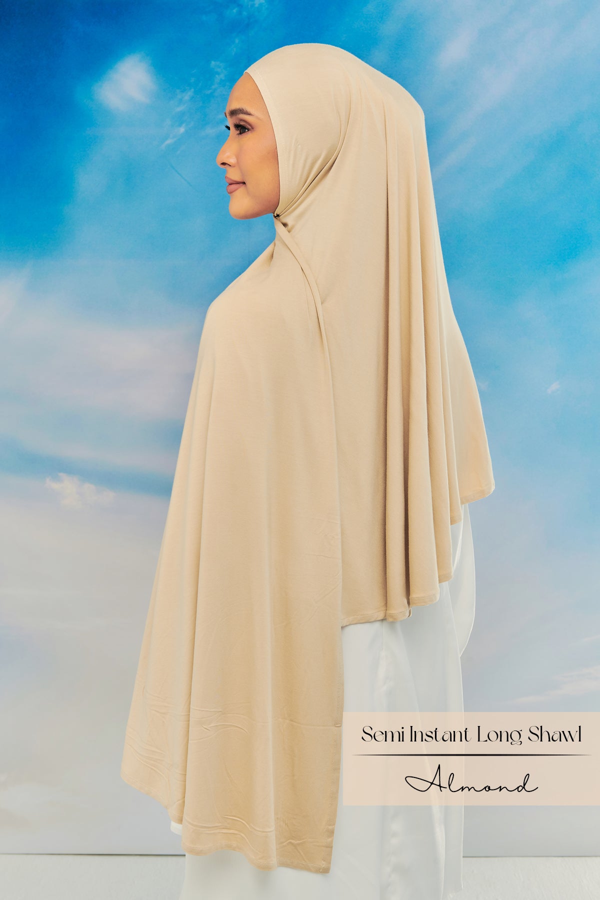 Bamboo Semi Instant Long Shawl: Almond