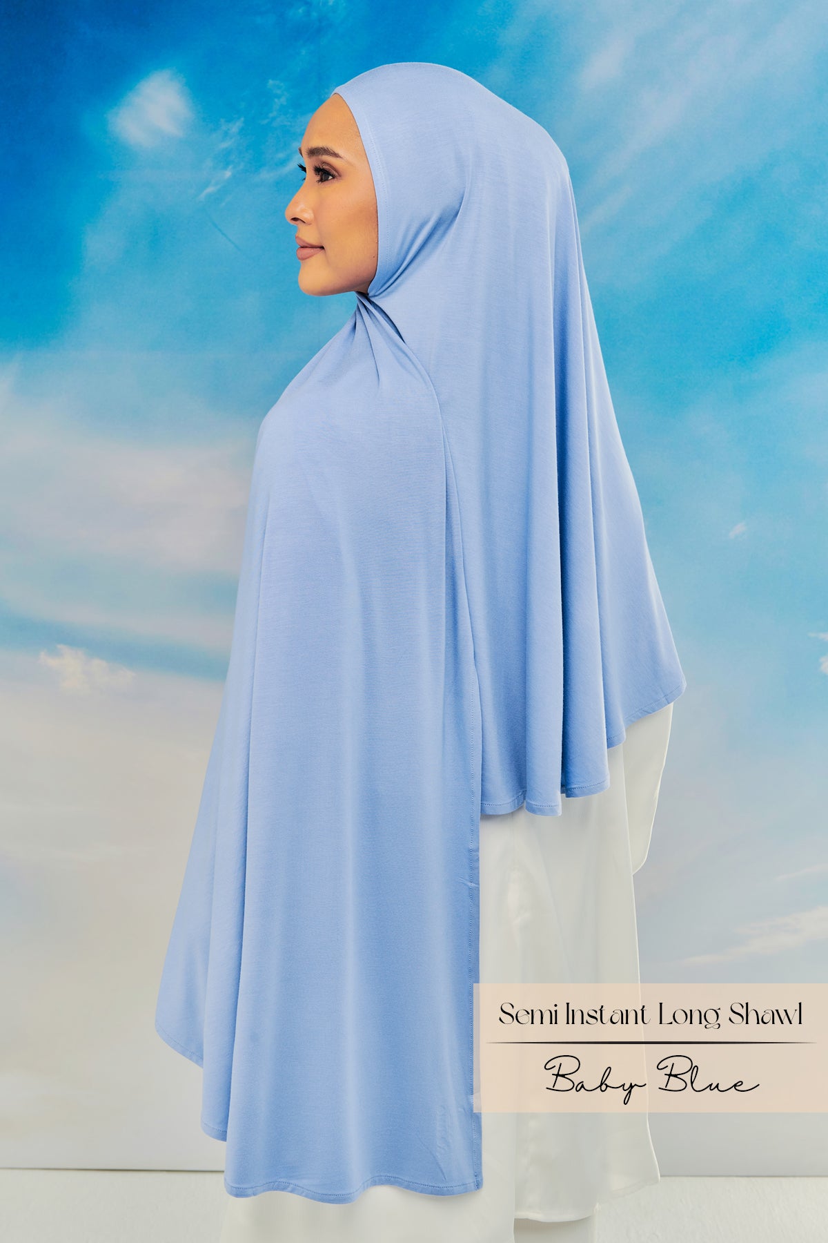 Bamboo Semi Instant Long Shawl: Baby Blue