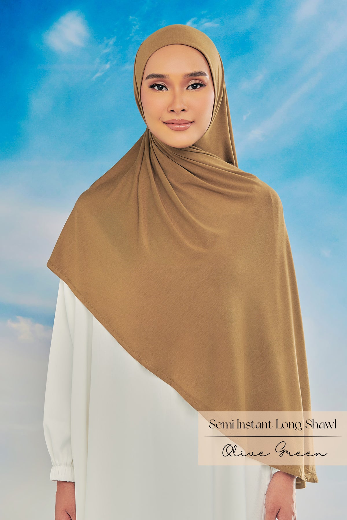 Bamboo Semi Instant Long Shawl: Olive Green