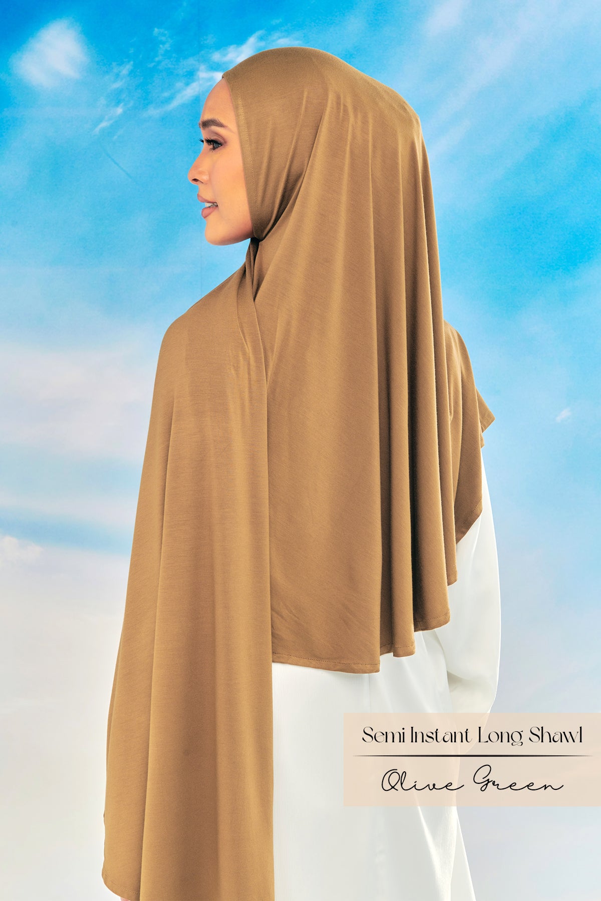 Bamboo Semi Instant Long Shawl: Olive Green