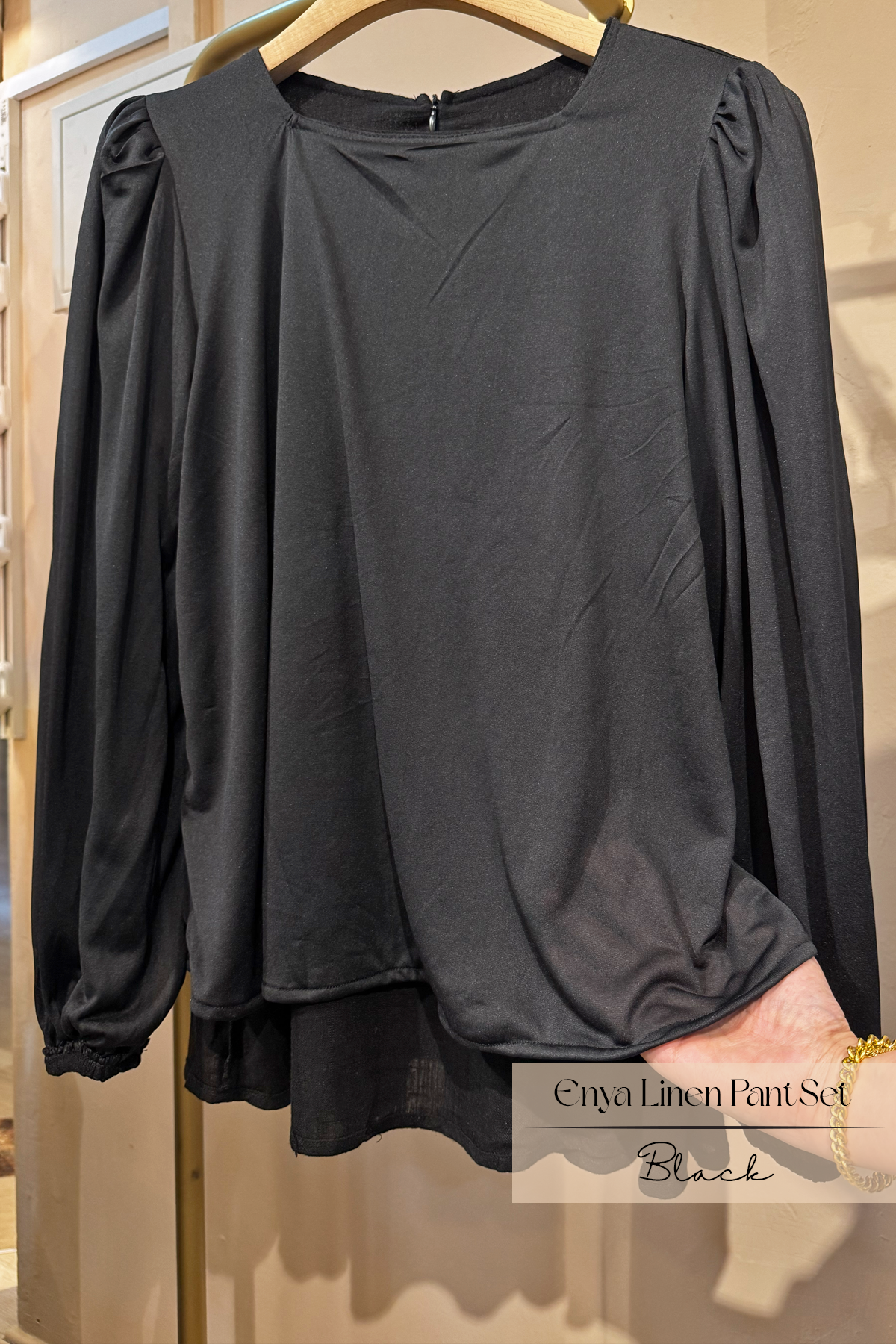 Enya Linen Pants Set: Black