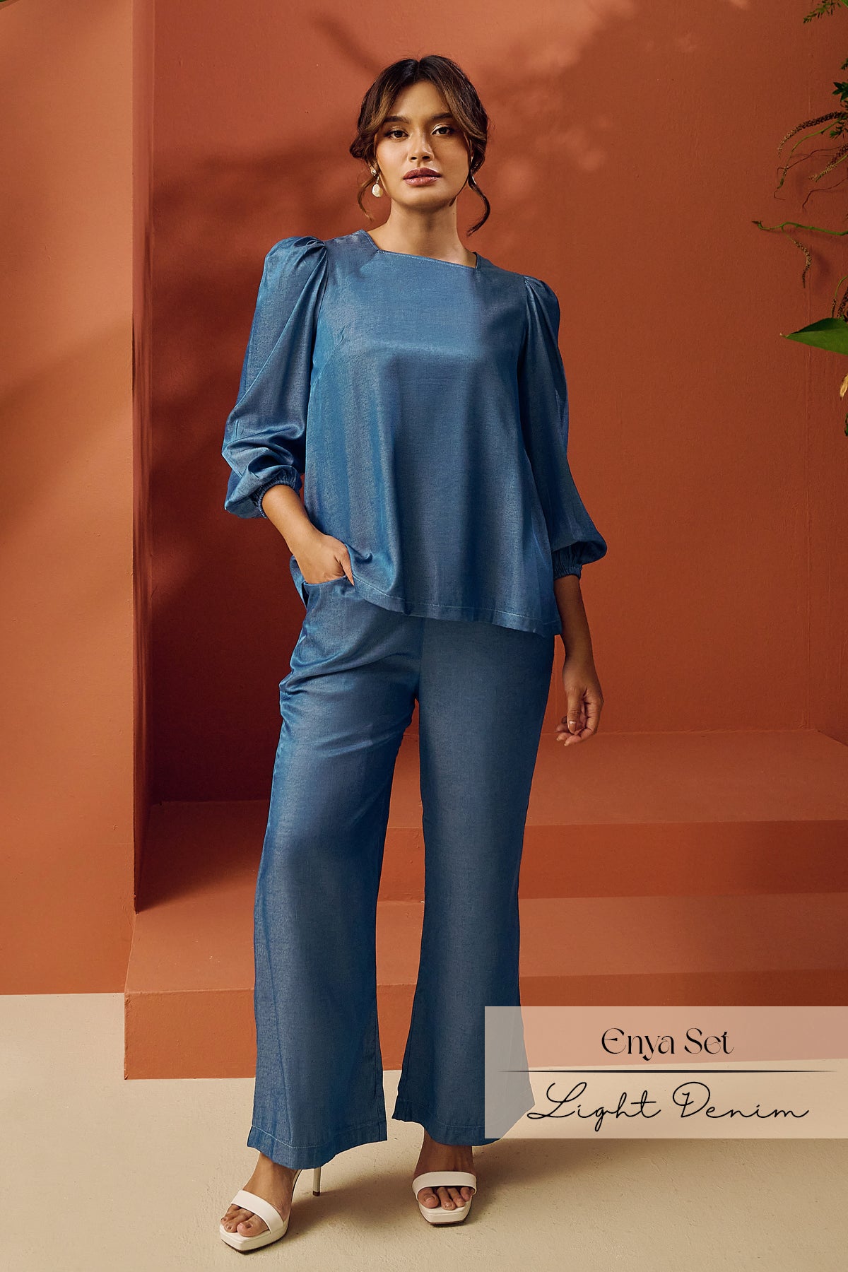 Enya Pant Sets | Light Denim