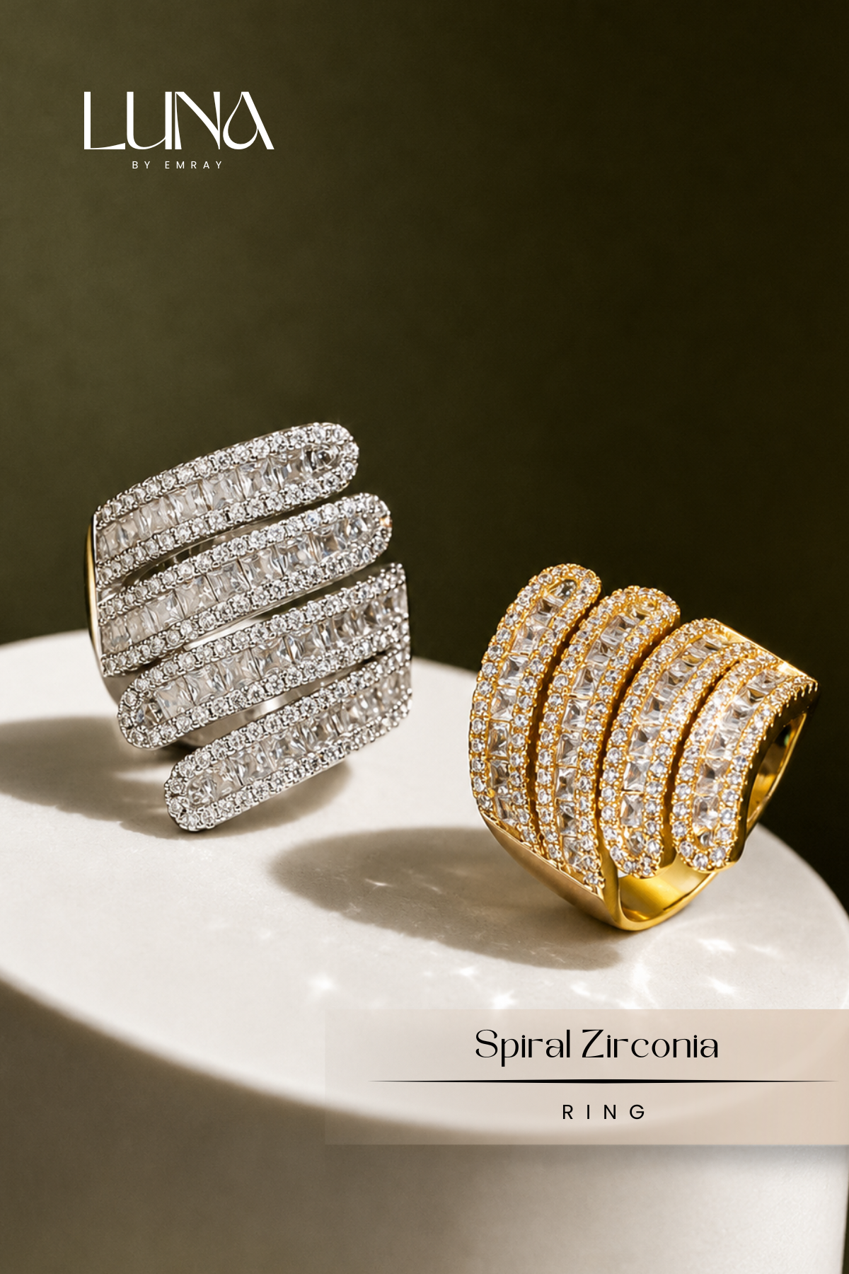 Luna: Spiral Zirconia Ring