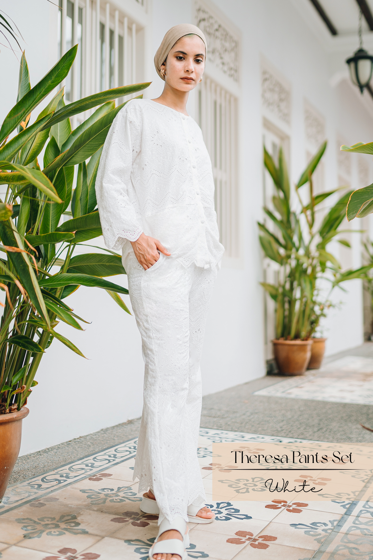 Theresa Pants Set: White