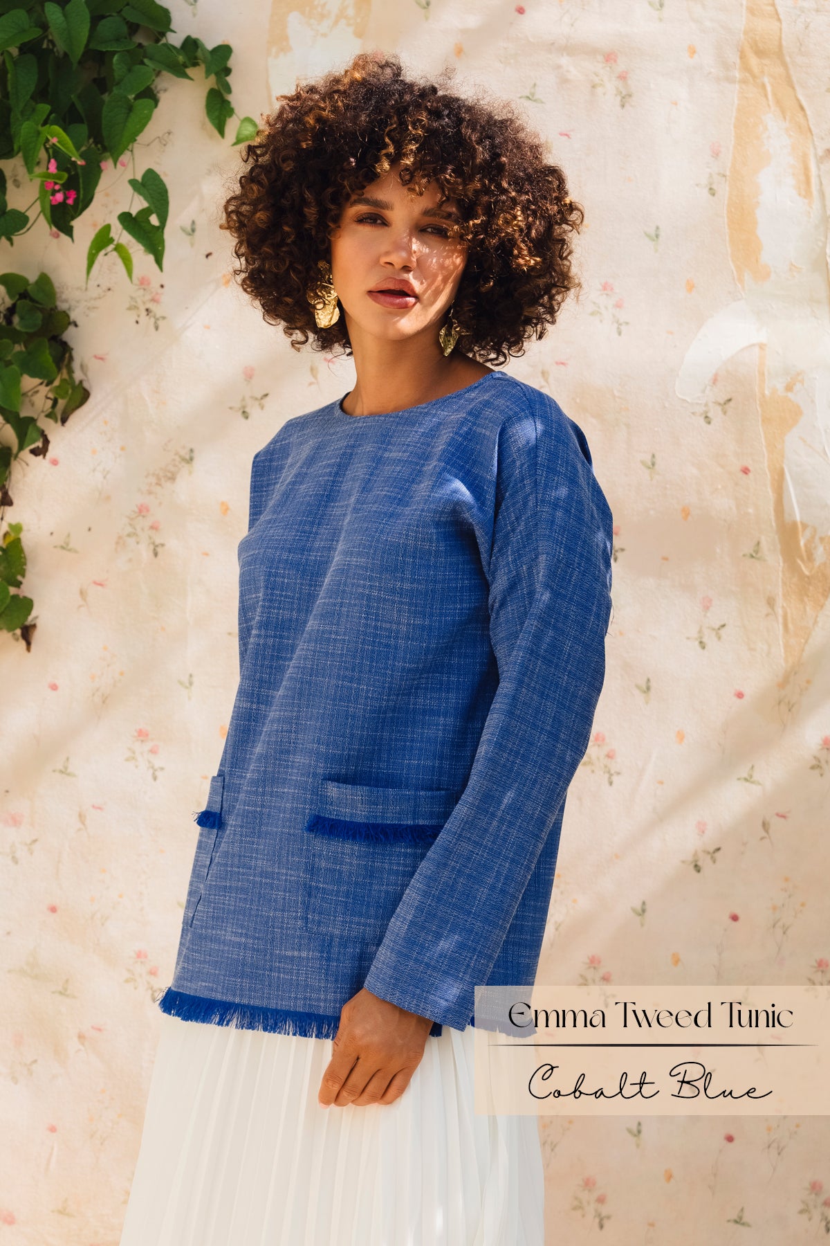 Emma Tweed Tunic: Cobalt Blue