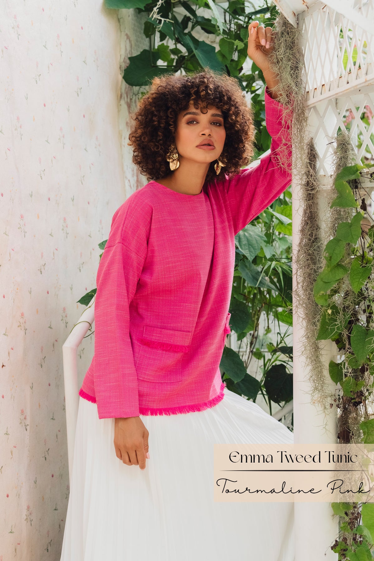 Emma Tweed Tunic: Tourmaline Pink