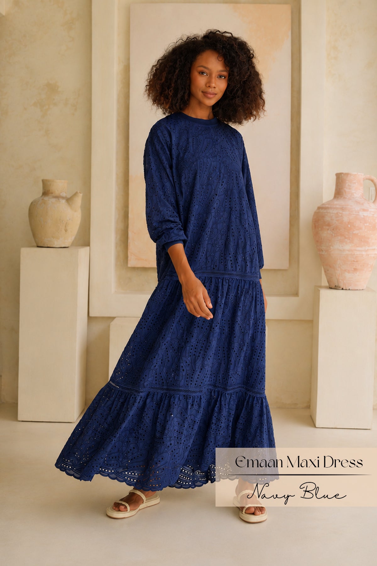 blue dress embroidery Emaan Embroidery Dress: Navy Blue – emray