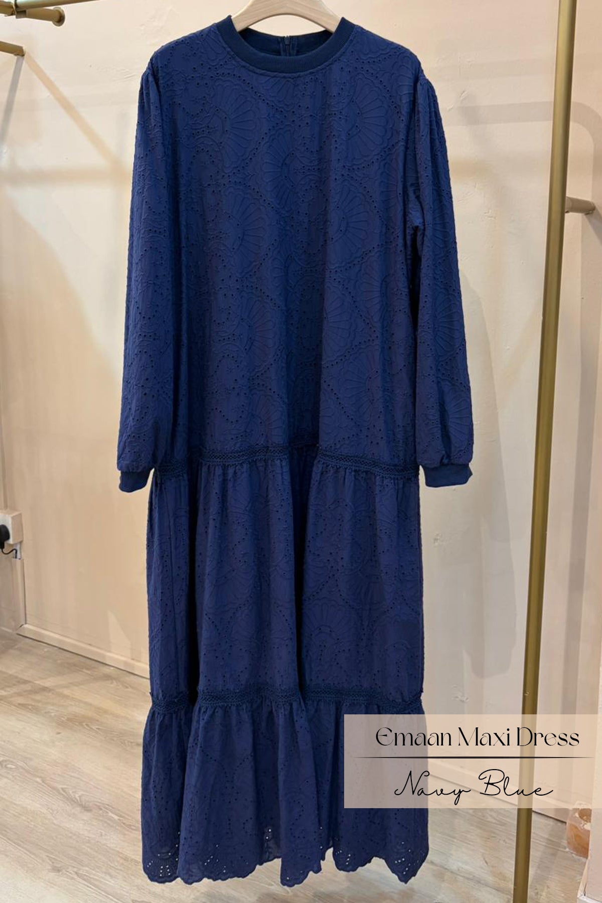 Emaan Embroidery Dress: Navy Blue