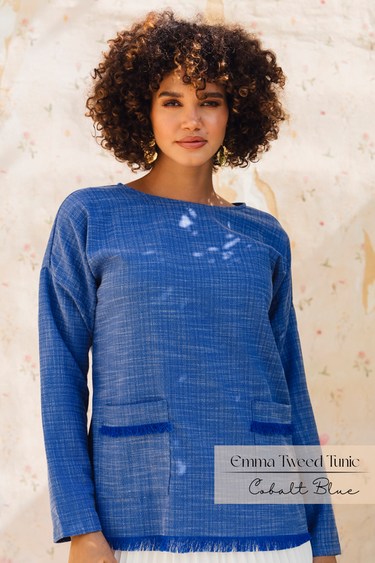 Emma Tweed Tunic: Cobalt Blue