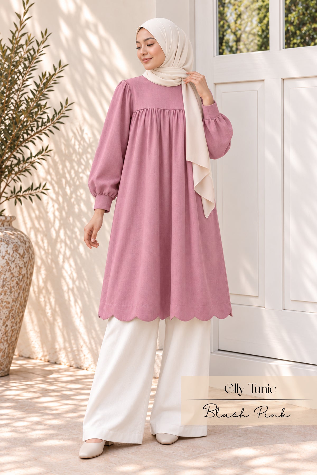 Elly Babydoll Tunic | Blush Pink