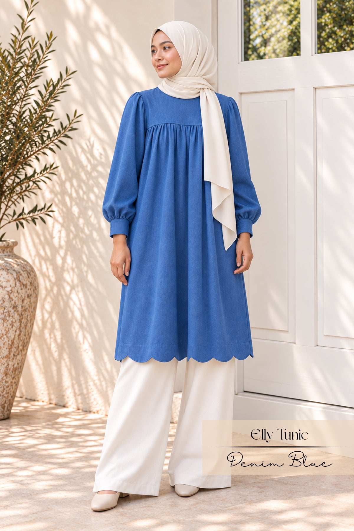 Elly Babydoll Tunic | Denim Blue