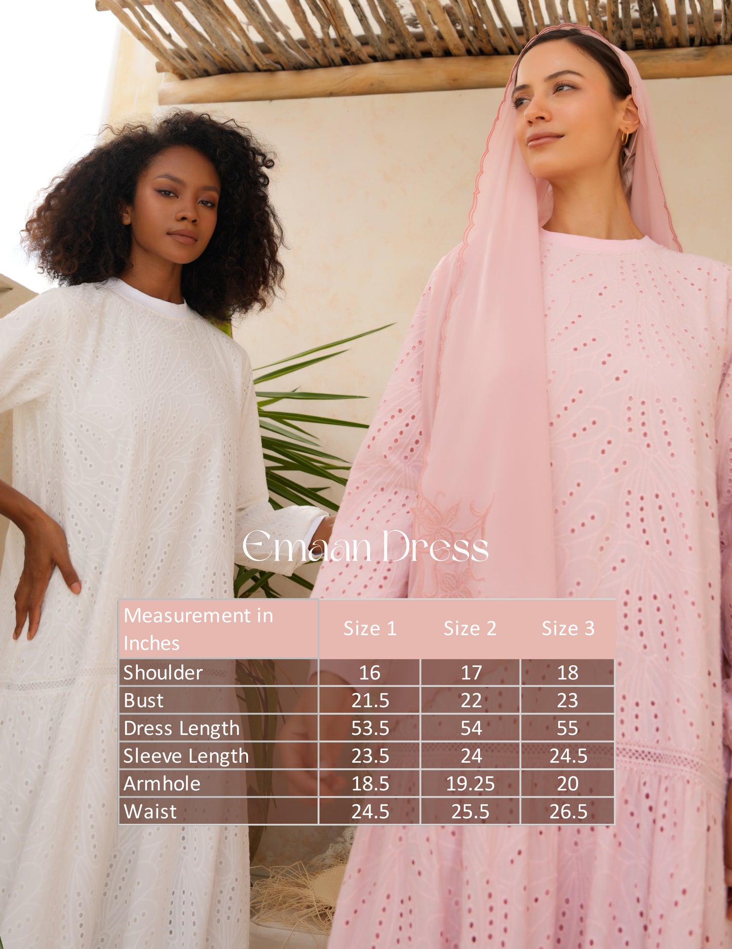 Emaan Embroidery Dress: White