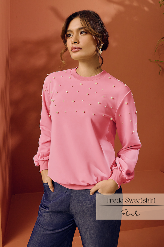 Freda Pearl Sweatshirt: Pink