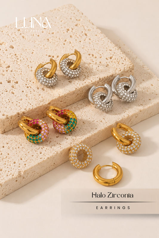 Luna: Element | Halo Zirconia Earrings