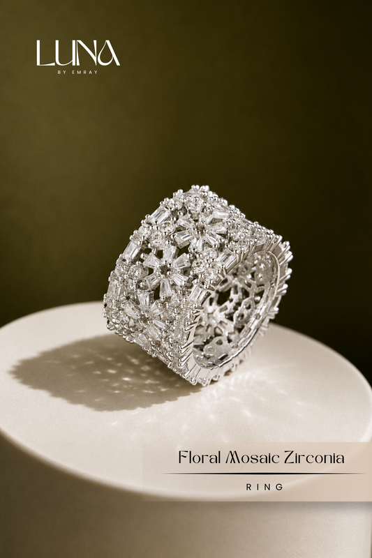 Luna: Floral Mosaic Zirconia Ring