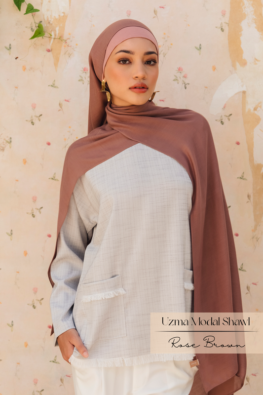 Uzma Modal Shawl: Rose Brown