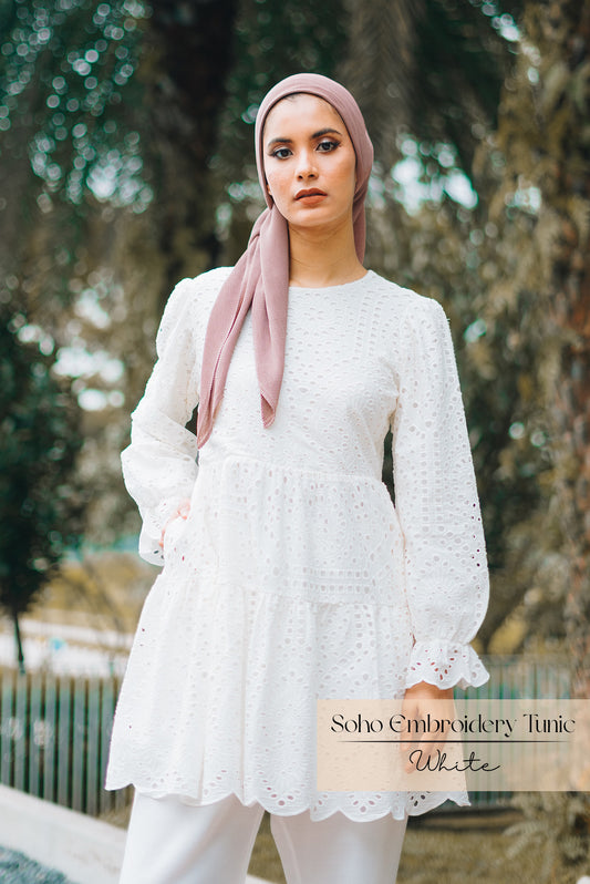 Soho Embroidered Tunic: White