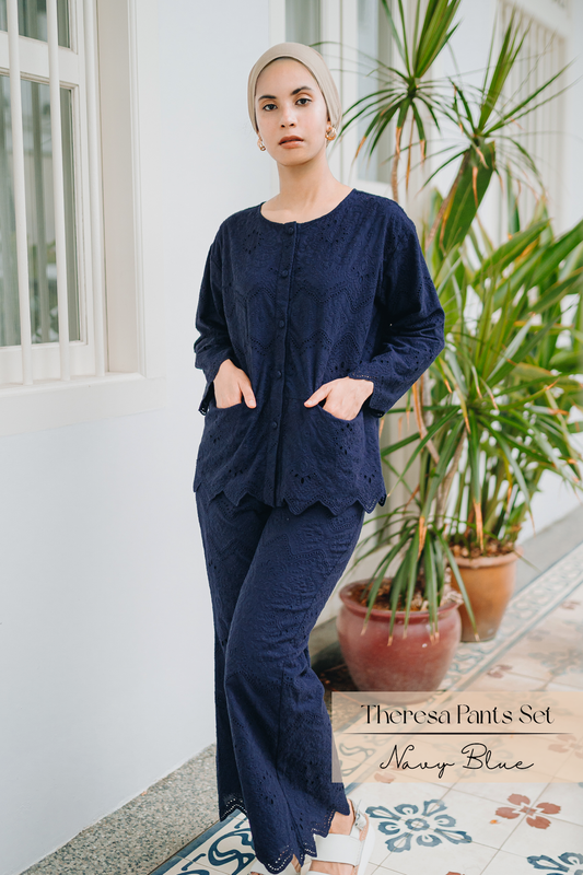 Theresa Pants Set: Navy Blue