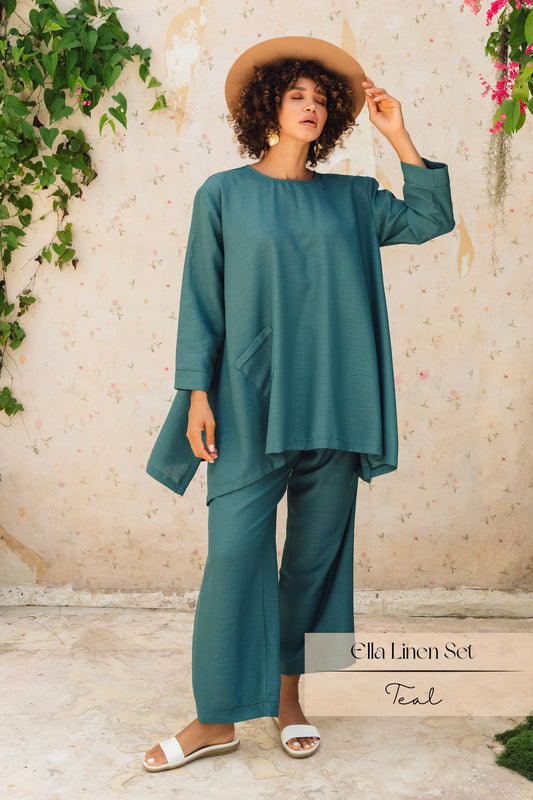 Ella Linen Set: Teal