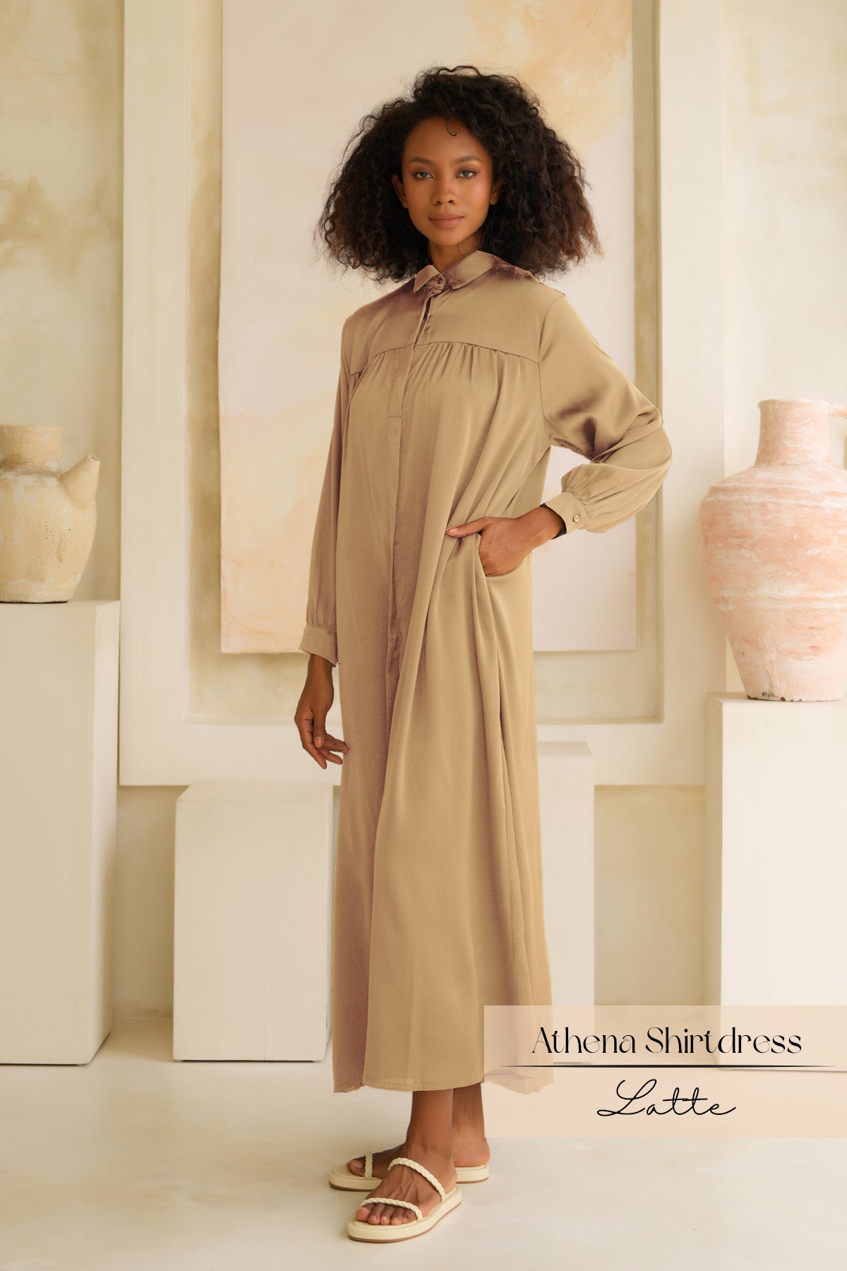 Athena Shirtdress: Latte